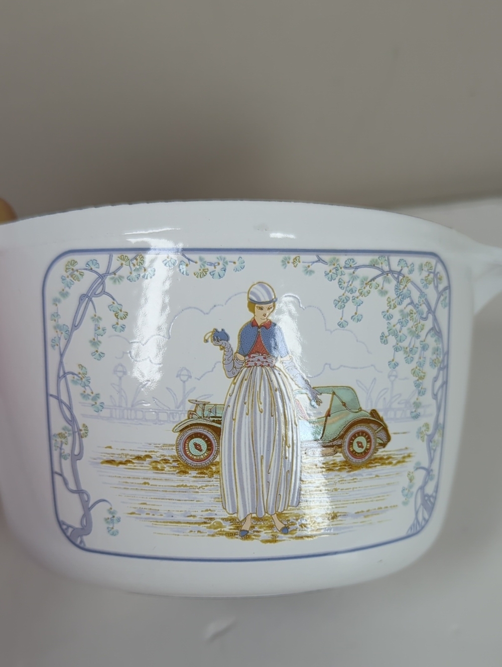 Vintage Nomar France Enameled Cast Iron Casserole Pot - Art Deco Style Woman - Picture 2 of 6